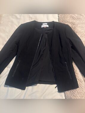 Calvin Klein Black Asymmetric Zip Blazer
